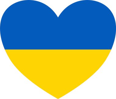 Png veya şeffaf arkaplanda izole edilmiş kalp şeklinde Ukrayna bayrağı, Ukrayna sembolleri, afiş, kart, reklam, promosyon ve iş eşleşen ülke posteri, vektör ilülasyonu şablonu