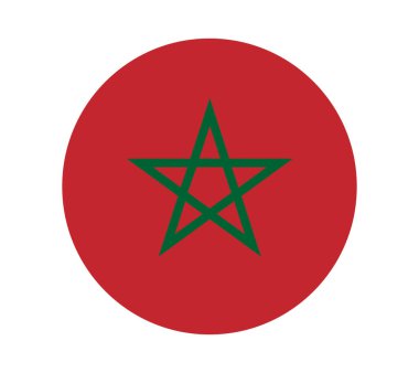Morocco flag in circle shape isolated  on png or transparent  background,Symbol of Morocco , template for banner,card,advertising, magazine, and business matching country poster, vector  clipart
