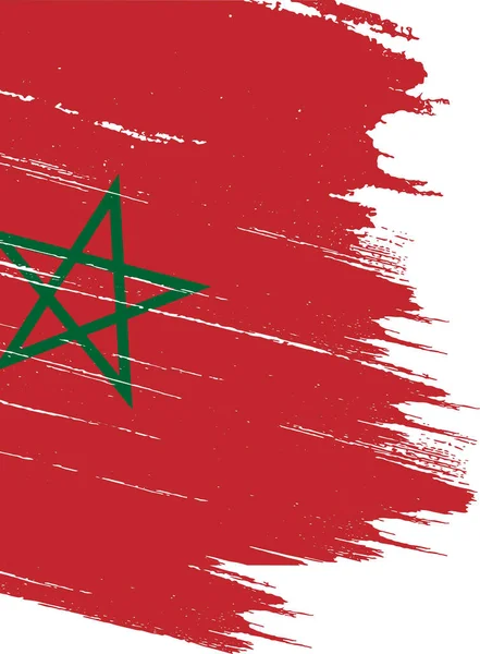Marocko Flagga Med Pensel Färg Strukturerad Isolerad Png Eller Transparent — Stock vektor