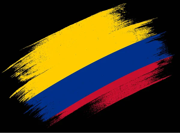 Flaga Kolumbii Farbą Pędzelkową Teksturowane Izolowane Png Lub Przezroczyste Tło — Wektor stockowy