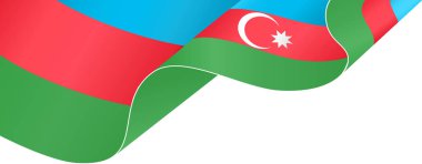 Azerbaycan bayrak dalgası png veya şeffaf arkaplanda izole edilmiş, Sembol Azerbaycan, afiş, kart, reklam, tanıtım ve iş eşleşen ülke posteri, vektör ilüstrasyonu şablonu