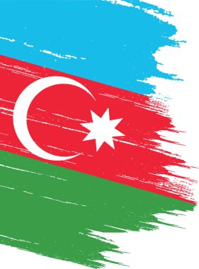 Png veya şeffaf arkaplanda izole edilmiş fırça boyalı Azerbaycan bayrağı, Azerbaycan sembolü, afiş, tanıtım, tasarım ve iş uyumlu ülke posteri, vektör 