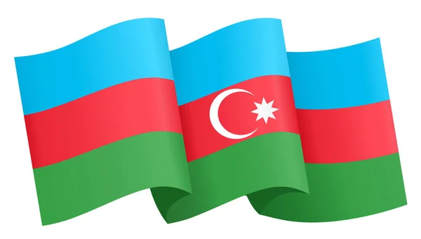 在绿色或透明背景下孤立的阿塞拜疆国旗波 符号阿塞拜疆 促销和商业匹配国家海报模板 矢量插图 — 图库矢量图片