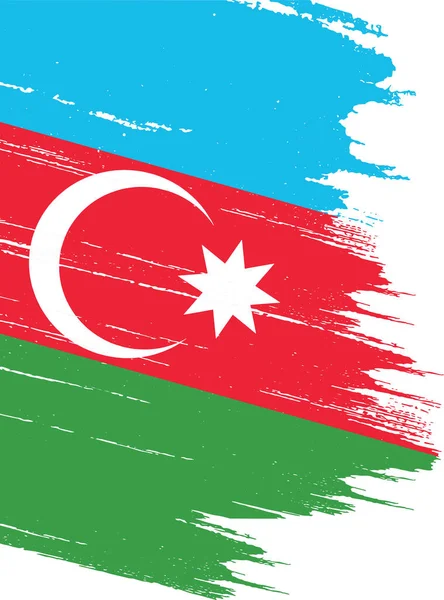 阿塞拜疆国旗 带有笔墨纹理 在平整或透明的背景上隔离 阿塞拜疆符号 横幅模板 设计和商业匹配的国家海报 — 图库矢量图片