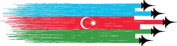 阿塞拜疆国旗 上有军用喷气式战斗机 在平整或透明的情况下被隔离 阿塞拜疆的象征 海报和商业匹配国家模板 矢量图解 — 图库矢量图片