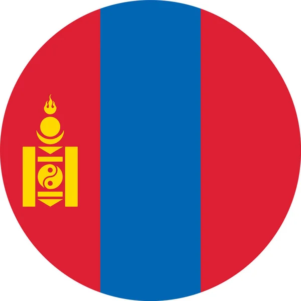 蒙古国旗圆形 在平底或透明背景上孤立 象征蒙古 杂志和商业匹配国家海报模板 — 图库矢量图片