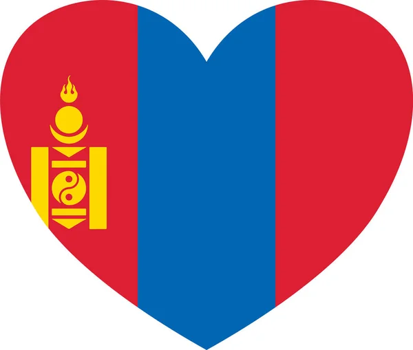 Mongolei Flagge Herzform Isoliert Auf Png Oder Transparentem Hintergrund Symbole — Stockvektor