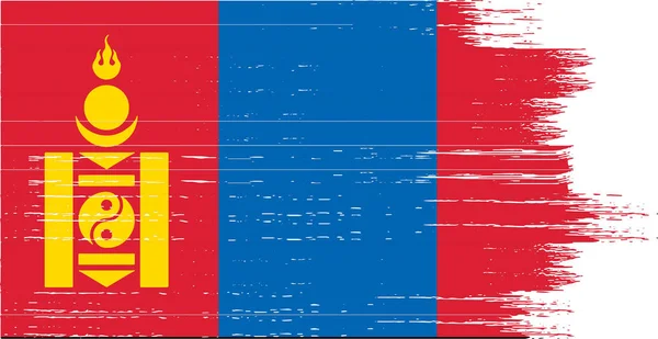 Mongolei Flagge Mit Pinselfarbe Strukturiert Isoliert Auf Png Oder Transparentem — Stockvektor