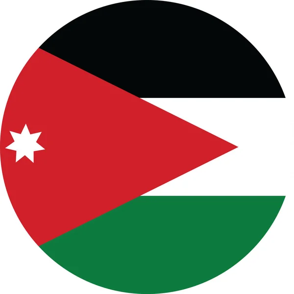 Jordánská Vlajka Kruhovém Tvaru Izolované Png Nebo Průhledném Pozadí Symbol — Stockový vektor