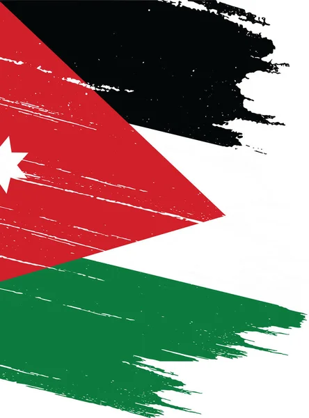Bandera Jordania Con Pintura Pincel Texturizada Aislada Sobre Fondo Png — Vector de stock