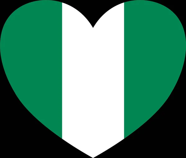 Nigéria Zászló Szív Alakú Elszigetelt Png Vagy Átlátszó Háttér Szimbólumok — Stock Vector