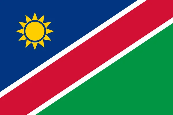 Bandeira Namíbia Cor Forma Padrão Oficial Símbolos Namíbia Banner Modelo — Vetor de Stock