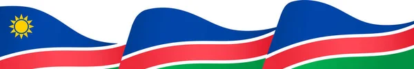 Ola Bandera Namibia Aislada Png Fondo Transparente Símbolo Namibia Plantilla — Vector de stock