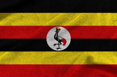 Uganda bayrak dalgası arka planı, Uganda Sembolleri, 3 boyutlu illüstrasyon 