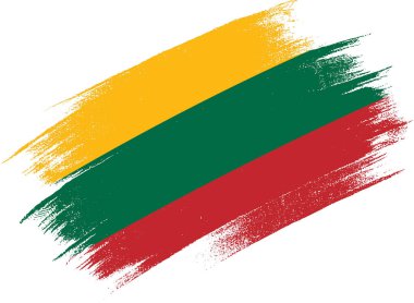 Png veya şeffaf arkaplan üzerine izole edilmiş fırça boyalı Litvanya bayrağı, vektör illüstrasyonu