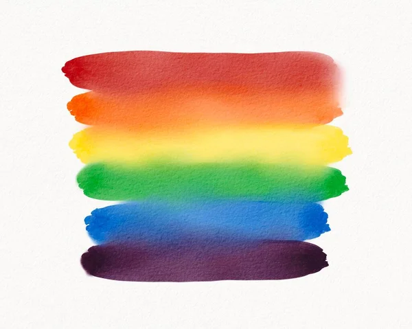 Lgbt Pride Monat Aquarell Textur Konzept Regenbogenfahne Pinsel Stil Isolieren — Stockfoto