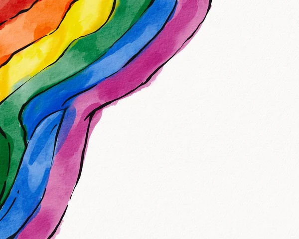Lmbt Pride Hónap Akvarell Textúra Koncepció Szivárvány Zászló Ecset Stílus — Stock Fotó