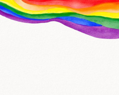 LGBT Gurur Ayı suluboya doku konsepti. Gökkuşağı fırça biçimi beyaz arkaplanda izole.