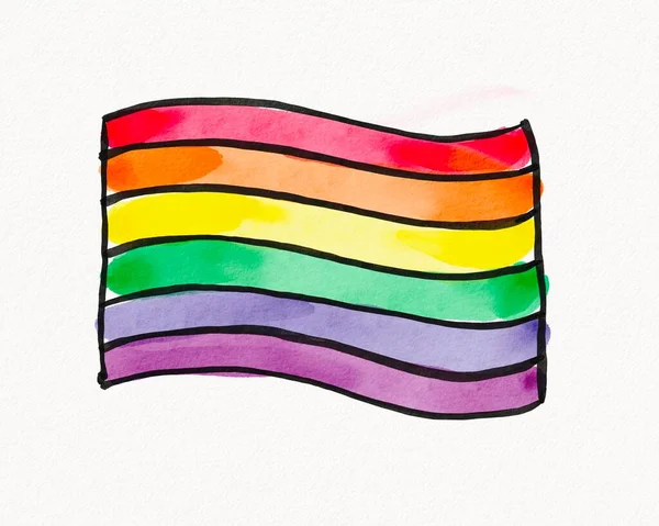 Lgbt Orgulho Mês Conceito Textura Aquarela Arco Íris Escova Estilo — Fotografia de Stock