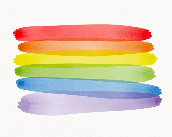Λοατ Pride Μήνα Έννοια Υφή Ακουαρέλα Στυλ Πινέλου Σημαία Rainbow — Φωτογραφία Αρχείου