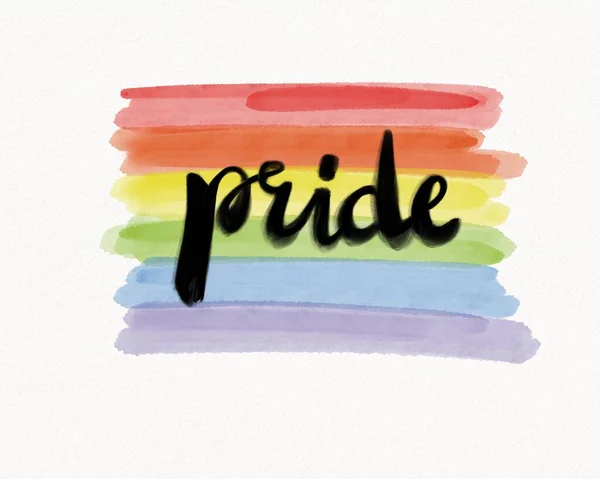 Lmbt Pride Hónap Akvarell Textúra Koncepció Szivárvány Zászló Ecset Stílus — Stock Fotó
