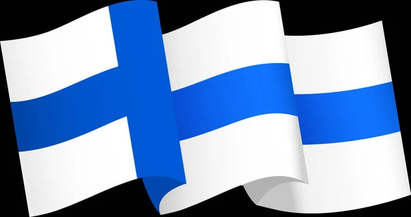 Finland Flag Wave Isolated Png Transparent Background Symbol Finland Vector — Vetor de Stock