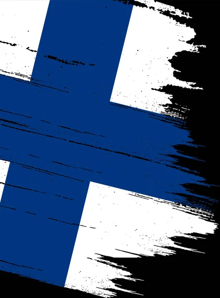 芬兰国旗 带有刷漆纹理 在平整或透明的背景上隔离 芬兰的象征 矢量图解 — 图库矢量图片
