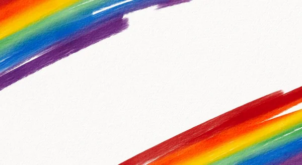 Lgbt骄傲月水彩纹理概念 在白色背景上隔离彩虹旗笔刷风格 — 图库照片