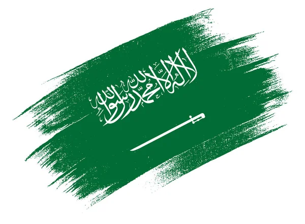 Bandera Arabia Saudita Con Pintura Pincel Texturizada Aislada Sobre Fondo — Foto de Stock