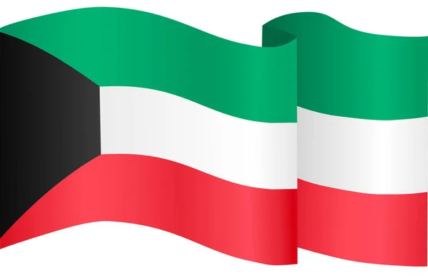 Kuwait Flag Wave Isolated Png Transparent Background Symbol Kuwait Vector — Stock Vector