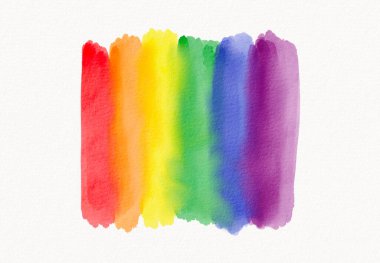 Gökkuşağı fırçası suluboya stili beyaz arkaplanda izole edildi. LGBT Gurur Ay dokusu konsepti. 