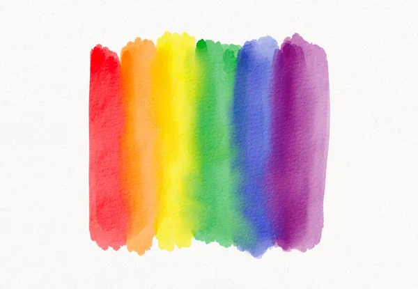 Rainbow Flag Brush Watercolor Style Isolate White Background Lgbt Pride — Stock Photo, Image