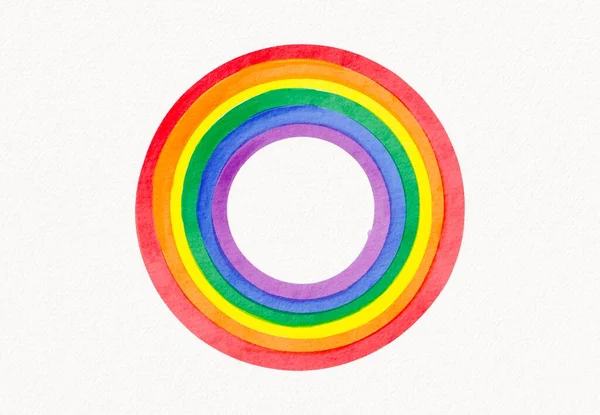 Rainbow Flag Circle Watercolor Brush Style Lgbt Pride Month Watercolor — Stock Photo, Image