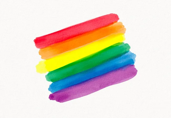 Regenbogenflagge Aquarell Pinsel Stil Isolieren Auf Weißem Hintergrund Lgbt Pride — Stockfoto