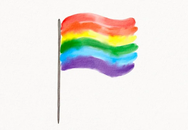 Rainbow Flag Brush Watercolor Style Isolate White Background Lgbt Pride — Stock Photo, Image