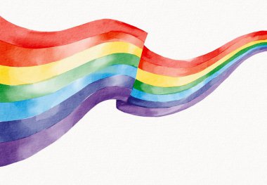 Gökkuşağı bayrağı suluboya arka plan. LGBT Onur Ay dokusu konsepti.