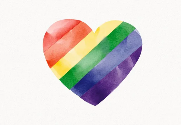 Rainbow Watercolor Background Heart Shape Lgbt Pride Month Texture Concept — Stock Photo, Image