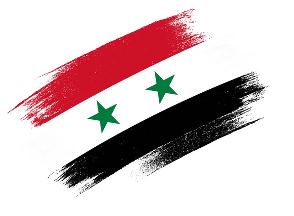 Syrien Flagge Mit Pinselfarbe Auf Png Hintergrund — Stockvektor