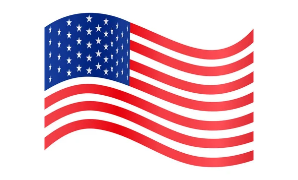 Sventolando Bandiera Americana Sfondo Bianco — Vettoriale Stock