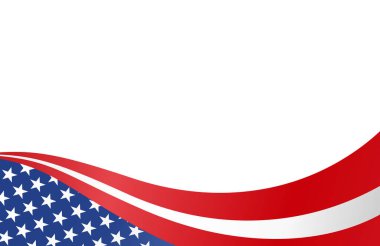 Beyaz arka planda dalgalanan Amerikan bayrağı