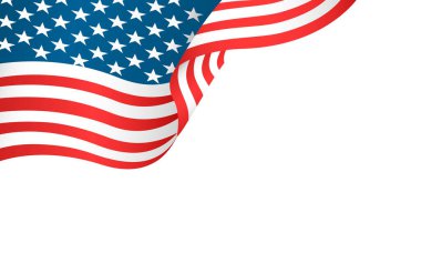 Beyaz arka planda dalgalanan Amerikan bayrağı