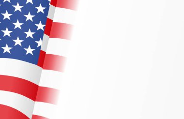 Beyaz arka planda dalgalanan Amerikan bayrağı