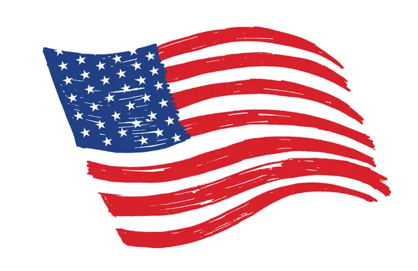 Drapeau Américain Avec Peinture Pinceau Texturé — Image vectorielle