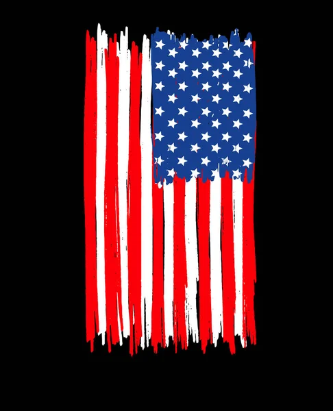 Bandeira Americana Com Tinta Escova Texturizada — Vetor de Stock