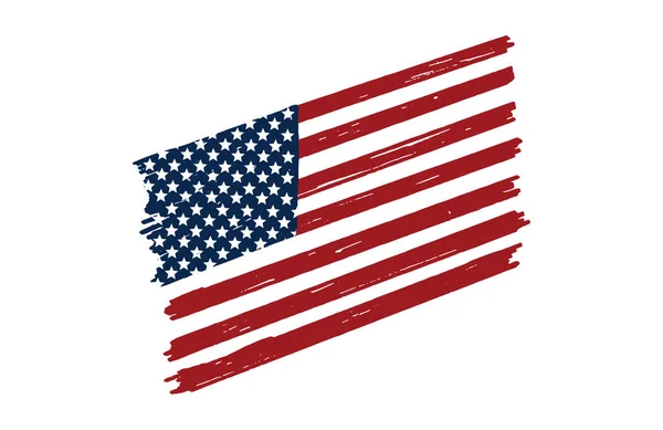 Amerikai Zászló Ecset Festék Texturált — Stock Vector