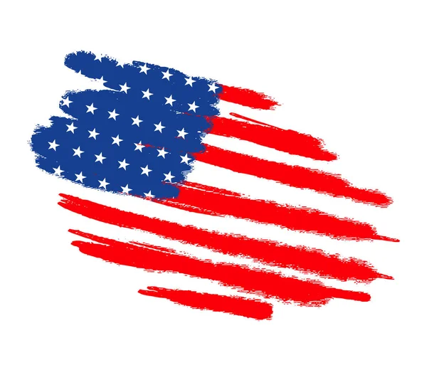 Bendera Amerika Dengan Cat Kuas Bertekstur - Stok Vektor