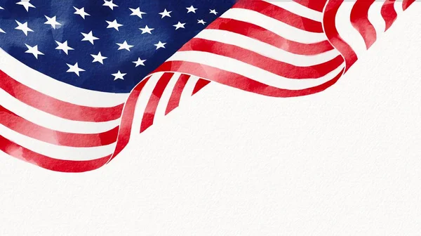 Usa Flag Watercolor Brush Paint Textured — Stockfoto