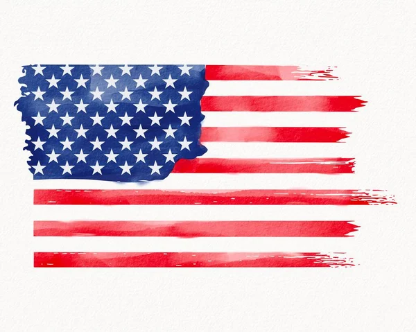 Usa Flag Watercolor Brush Paint Textured — Photo