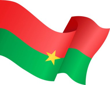 Beyaz arka planda dalgalanan Burkina Faso bayrağı