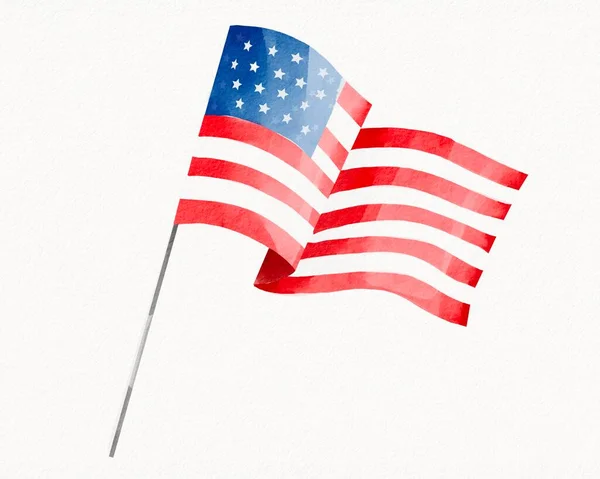 Usa Flagge Mit Aquarell Pinselfarbe Strukturiert — Stockfoto